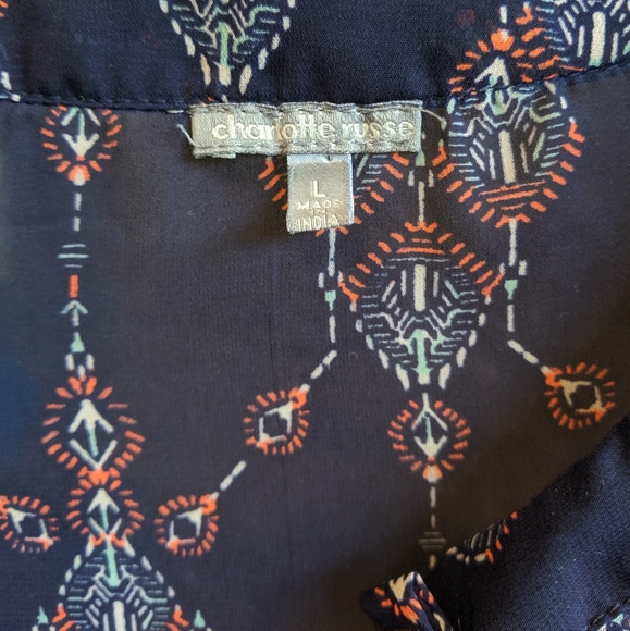DONATING 1/20/25 Charlotte Russe Sheer Navy Blouse - Picture 5 of 7